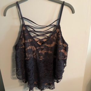 Express cross cross lace tank top